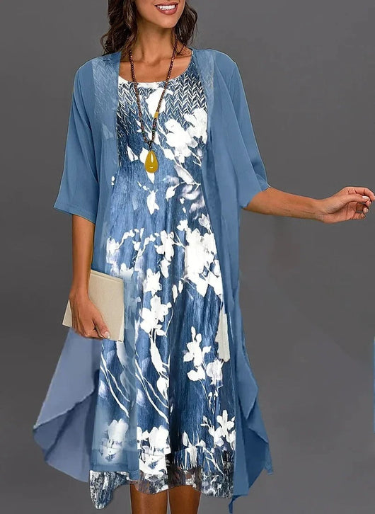 Marie | Damen Zweiteiliges Set mit Blumenmuster 3/4-Ärmel