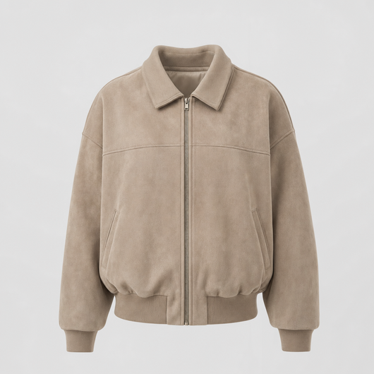 Fairholme Suede-Look Padded Bomber in beige, product shot