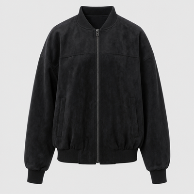 Fairholme Suede-Look Padded Bomber in black, product shot