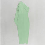 Nora | Figurbetontes One-Shoulder Midikleid mit Drapierung und Schlitz