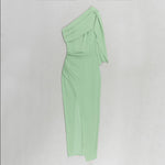 Nora | Figurbetontes One-Shoulder Midikleid mit Drapierung und Schlitz