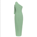 Nora | Figurbetontes One-Shoulder Midikleid mit Drapierung und Schlitz