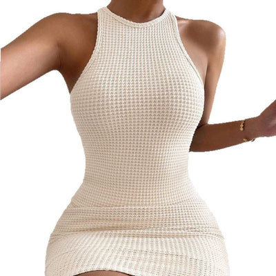 Hannah | Figurbetontes ärmelloses Strickkleid Damen mit Rundhalsausschnitt