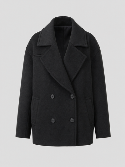 Frampton Double-Breasted Peacoat in black