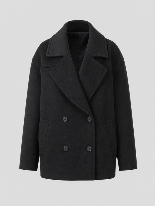 Frampton Double-Breasted Peacoat in black