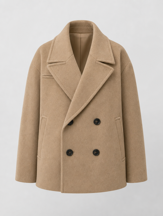 Frampton Double-Breasted Peacoat in camel