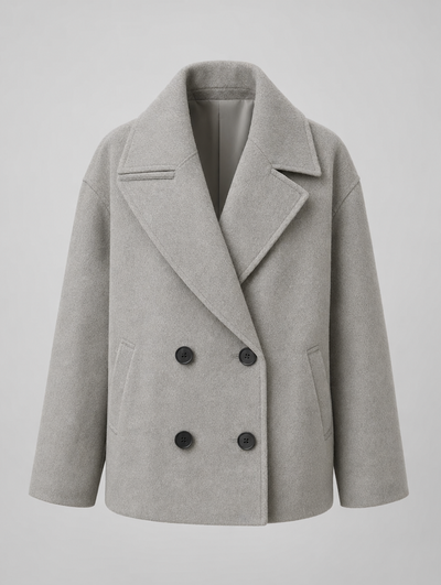 Frampton Double-Breasted Peacoat in light grey