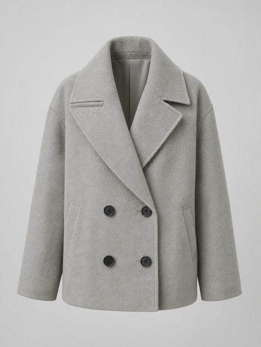 Frampton Double-Breasted Peacoat in light grey