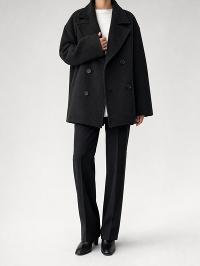 Frampton Double-Breasted Peacoat worn, front