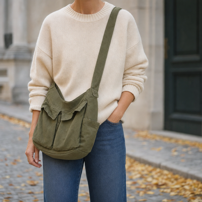 Woman wearing the Gadsby Canvas Crossbody