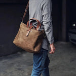 Moritz | Gewachste Canvas Tote Bag mit Lederdetails wasserfest robust