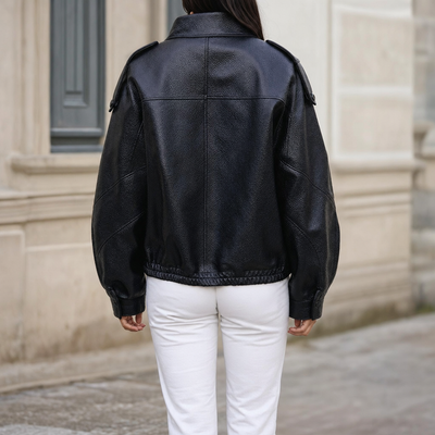 Kingsley cropped bomber, back view