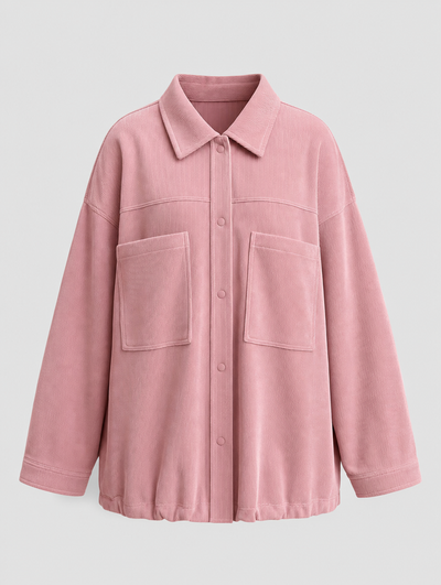 Farrow corduroy shirt jacket in dusty rose, product shot