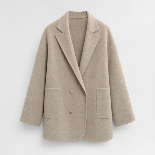Pemberton oversized wool shirt jacket in cream, product shot