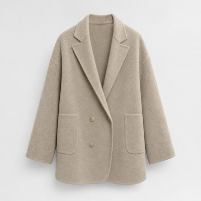 Pemberton oversized wool shirt jacket in cream, product shot