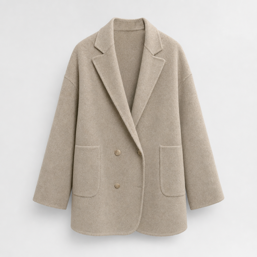 Pemberton oversized wool shirt jacket in cream, product shot