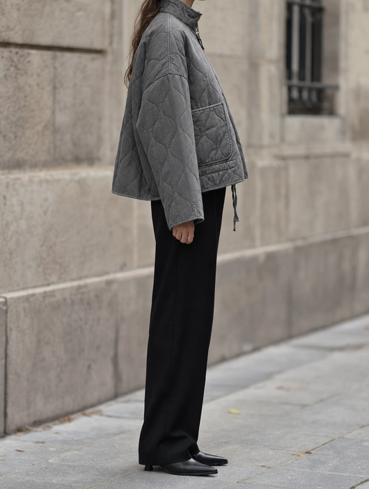 Aldridge quilted utility jacket, side profile view