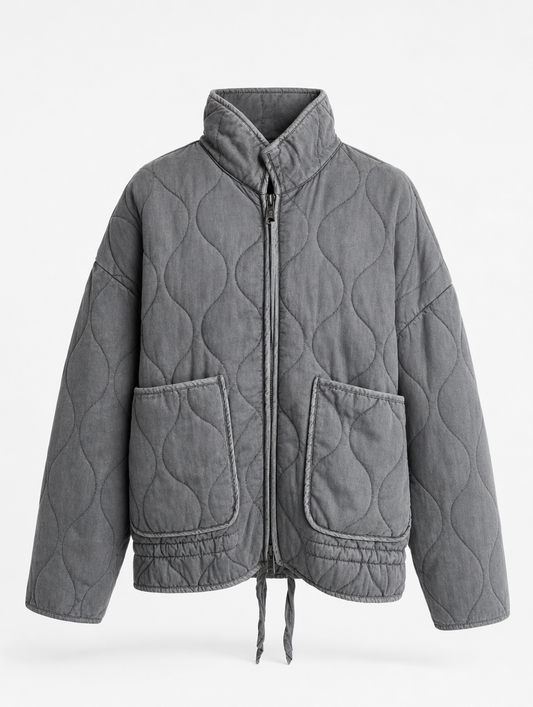 Aldridge quilted utility jacket in grey, product shot