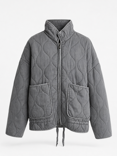 Aldridge quilted utility jacket in grey, product shot