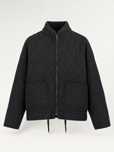 Aldridge quilted utility jacket in black, product shot