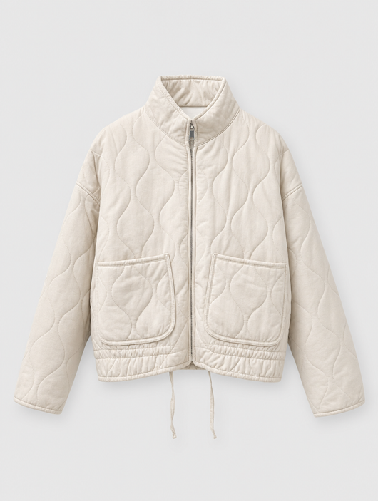 Aldridge quilted utility jacket in cream, product shot