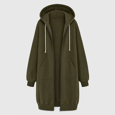 Rowley oversized zip hoodie in olive green, product shot