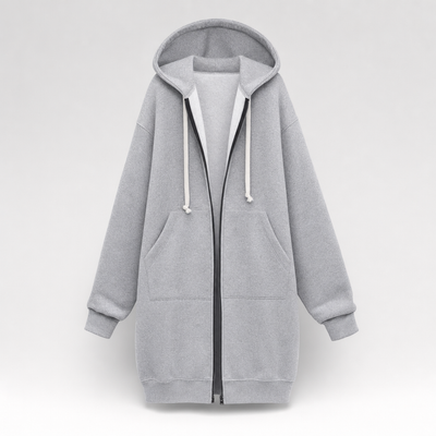 Rowley oversized zip hoodie in heather grey, product shot