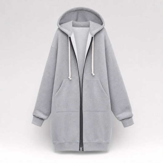 Rowley oversized zip hoodie in heather grey, product shot