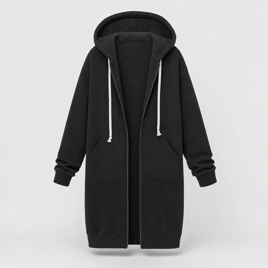 Rowley oversized zip hoodie in black, product shot