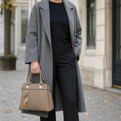 Woman carrying the Highworth Top Handle Bag