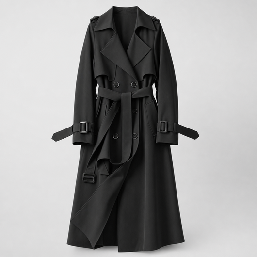 Jesmond Longline Belted Trench in black