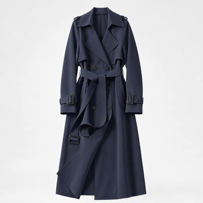 Jesmond Longline Belted Trench in navy