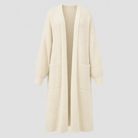 Kelmscott Long Knit Cardigan Coat in cream