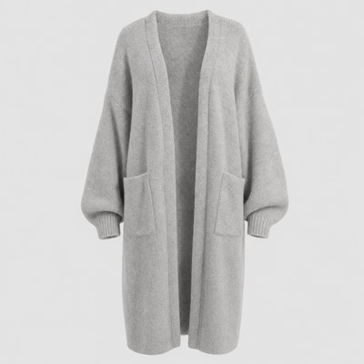 Kelmscott Long Knit Cardigan Coat in grey