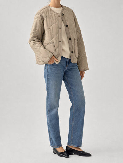 Marbury Collarless Quilted Jacket worn, side