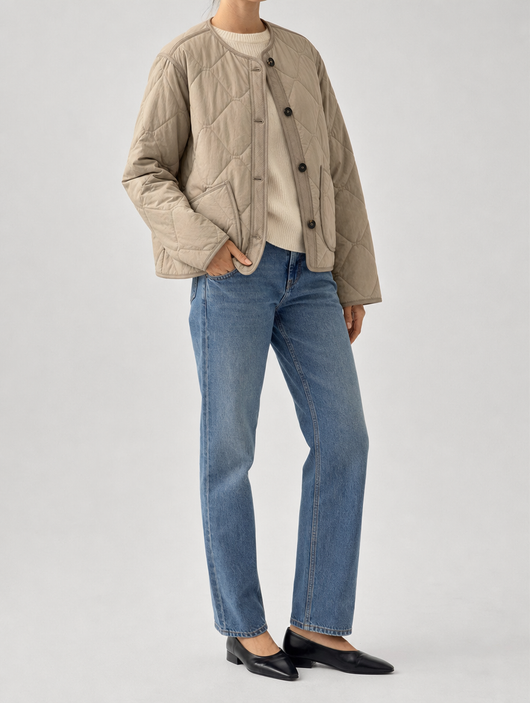 Marbury Collarless Quilted Jacket worn, side