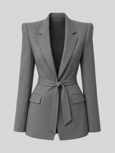 Rothwell Belted Oversized Blazer in grey