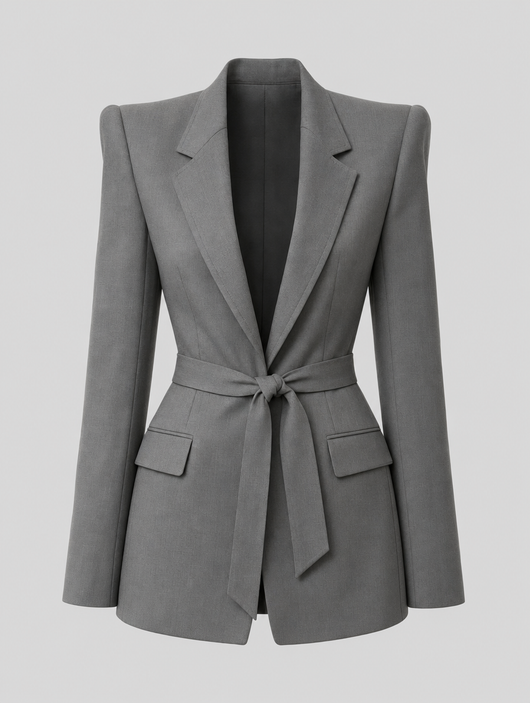 Rothwell Belted Oversized Blazer in grey