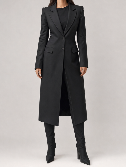 Standon Longline Blazer Coat worn, front