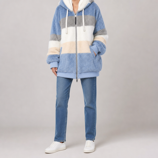 Tarnbrook Plush Hooded Jacket worn, front