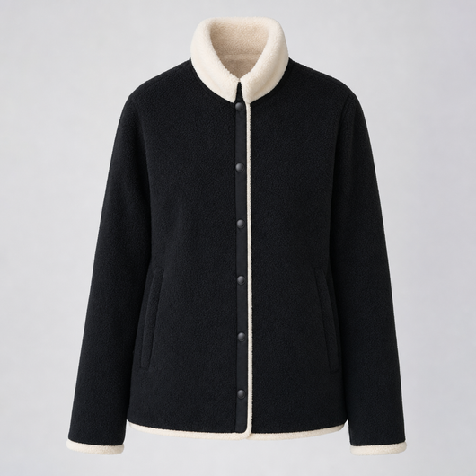 Ulcombe Reversible Fleece Coat in black