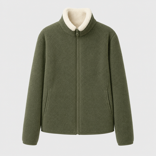 Ulcombe Reversible Fleece Coat in army green