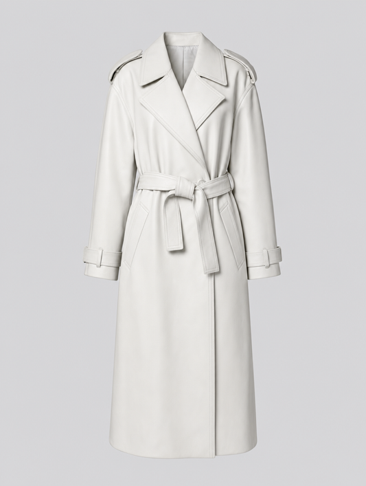 Wardley Faux Leather Maxi Coat in white