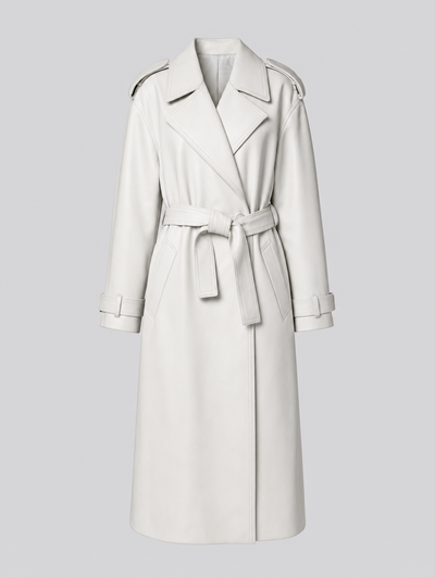 Wardley Faux Leather Maxi Coat in white