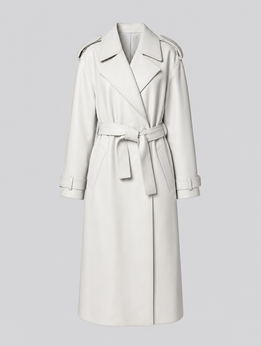 Wardley Faux Leather Maxi Coat in white
