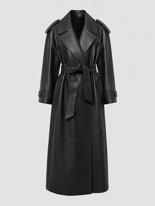 Wardley Faux Leather Maxi Coat in black