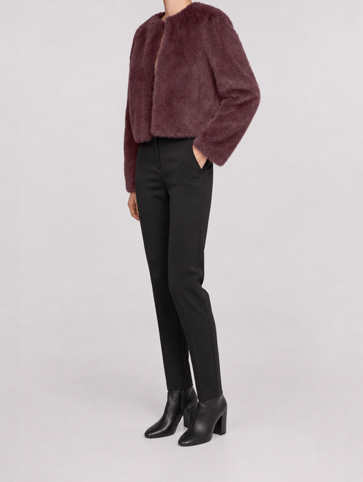 Yealand Cropped Faux Fur Jacket worn, side