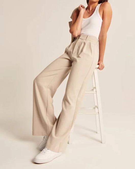 Barbara | Damen Weitbeinige Hose mit Hoher Taille