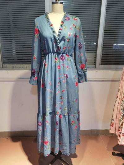 Pauline | Damen Sommer Boho Maxi Kleid Mit Rüschen