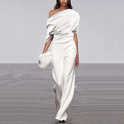 Emma | Damen Schicker One-Shoulder Frühlings-Jumpsuit